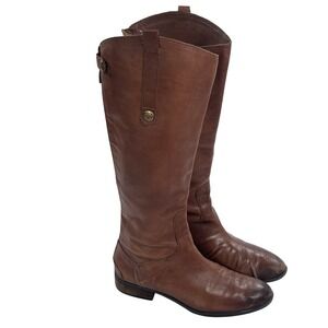 Sam Edelman Riding Boots 10M‎ Penny Whiskey Leather Tall Equestrian Back Zip